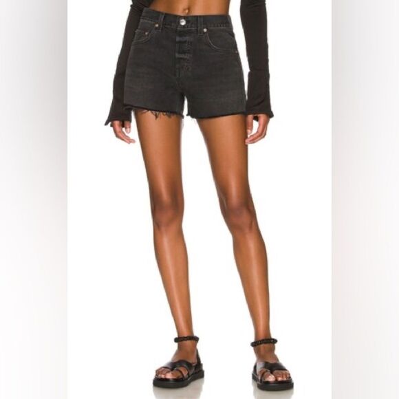 Grlfrnd Karolina High Rise Straight Crop Black Women's Short Jeans Denim - Picture 4 of 12